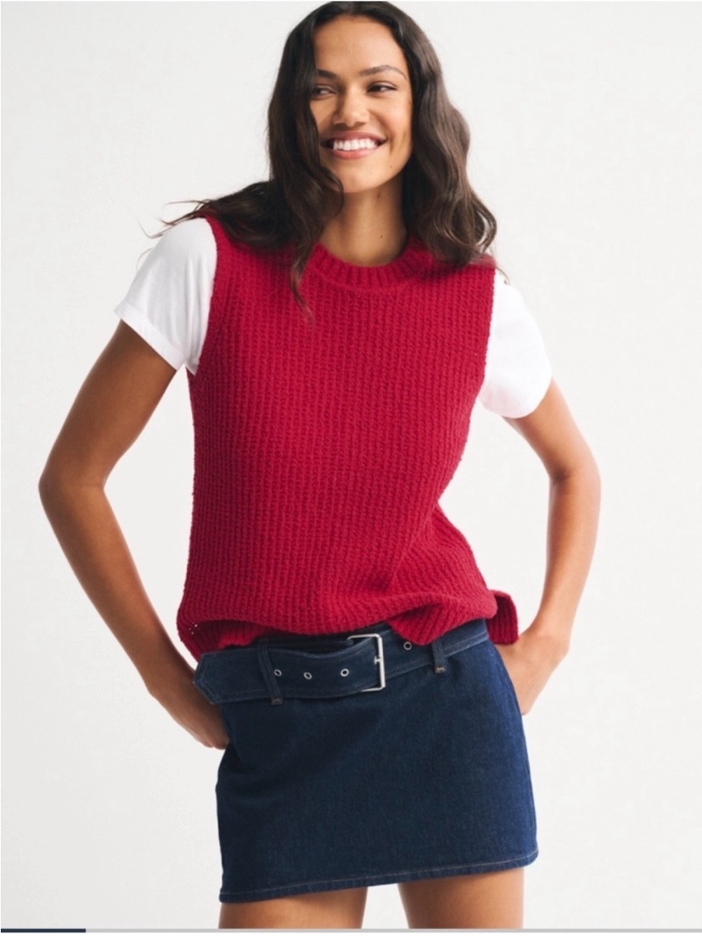 Abercrombie Textural Crewneck Tank Sweater